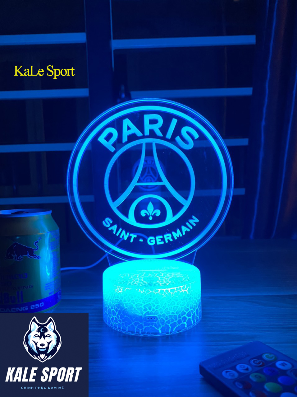 Đèn ngủ 3D CLB bóng đá Paris Sanit Germain đế pha lê kèm điều khiển từ xa - Đèn Led 16 màu