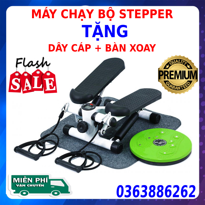 Máy chạy bộ tập bước tại nhà mini stepper 🎁FREESHIP🎁 máy bước tặng dây cáp tập tay + bàn xoay eo, thế hệ máy chạy bộ nhỏ gọn nhất, ưu việt nhất, bảo hành máy chạy lên đến 2 năm
