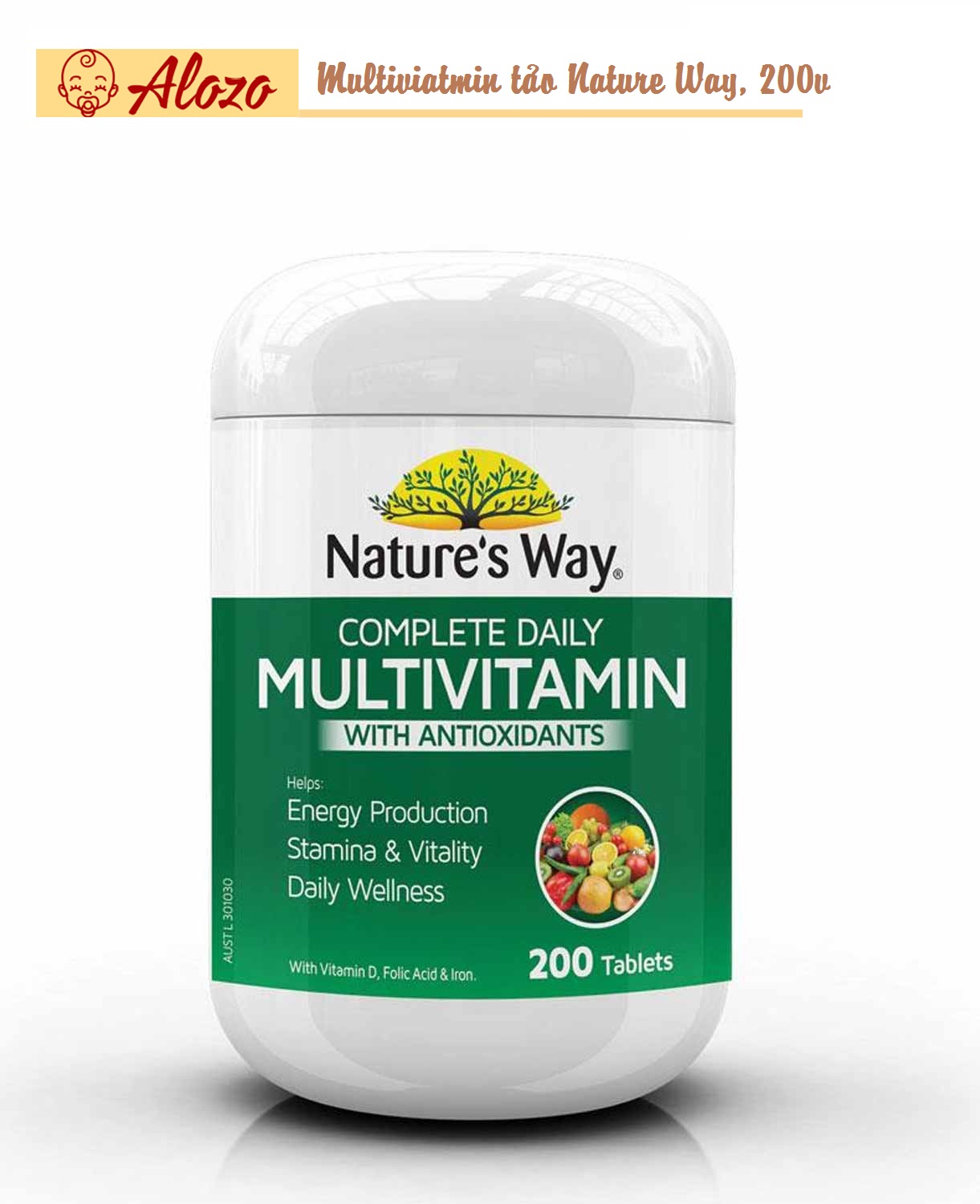 Vitamin Tổng Hợp Và Tảo Xoắn Nature’s Way Multivitamin Spirulina, 200 viên