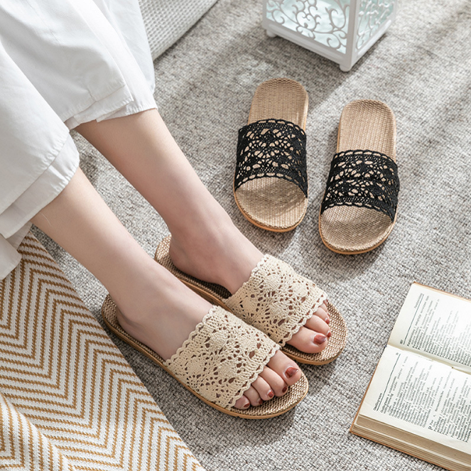 Dép Cói Quai Ren Nữ Tính