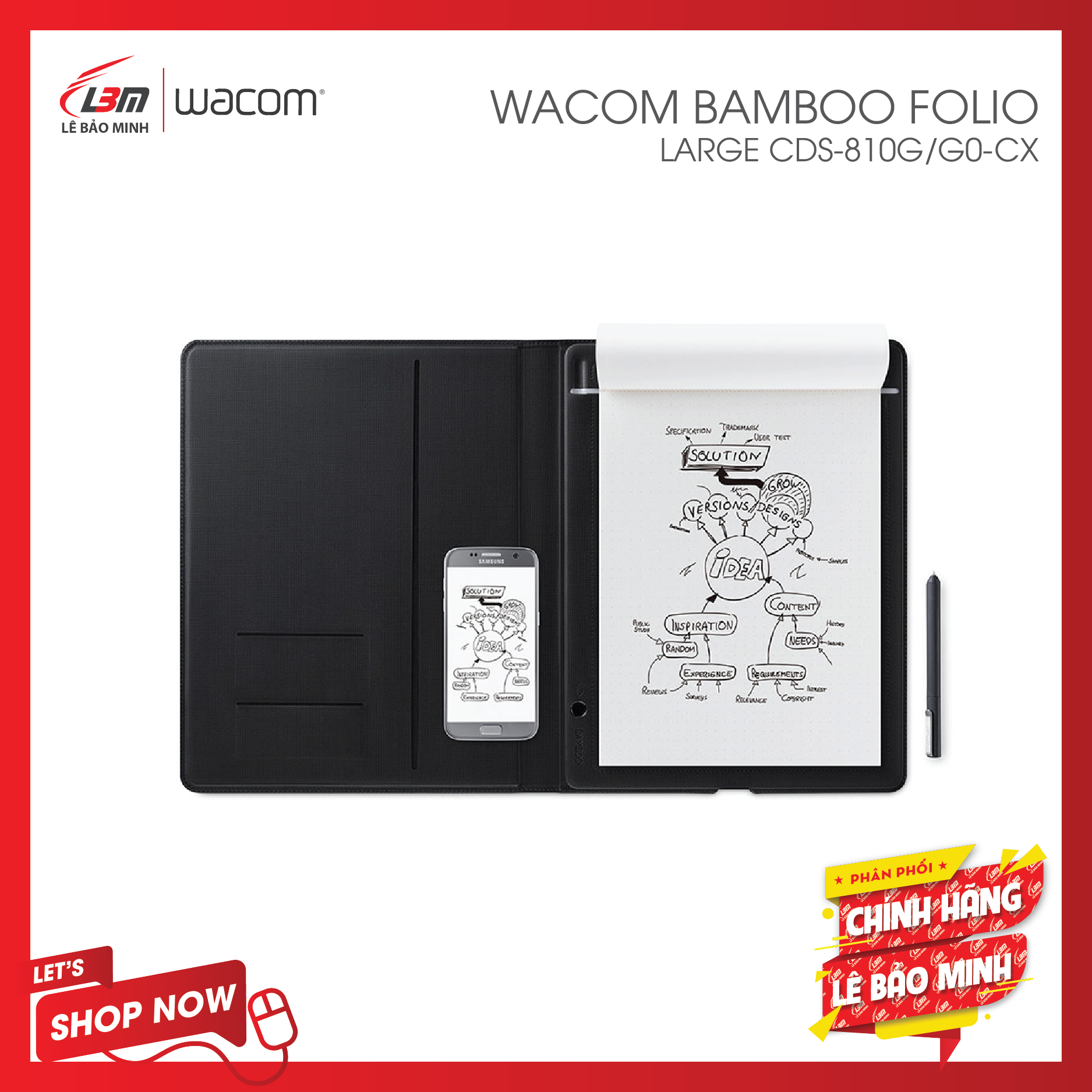 Sổ ghi chú điện tử wacom bamboo folio, large cds-810g/g0-cx