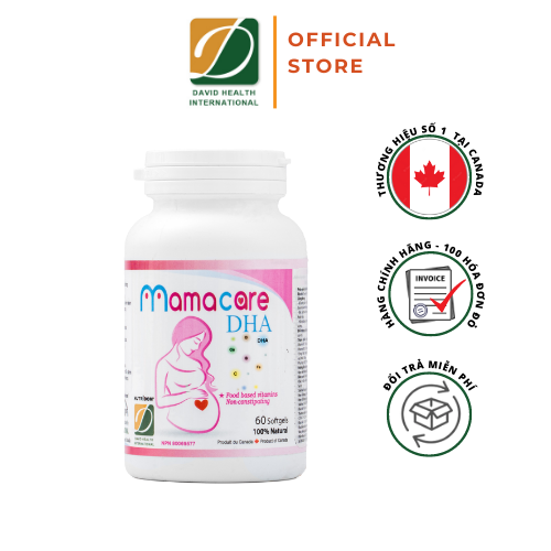 David Health thực phẩm bảo vệ sức khỏe Nutridom Mamacare DHA 60 viên, bổ sung các vi chất dinh dưỡng thiết yếu cho bà mẹ, sự phát triển lành mạnh của thai nhi và trẻ đang bú