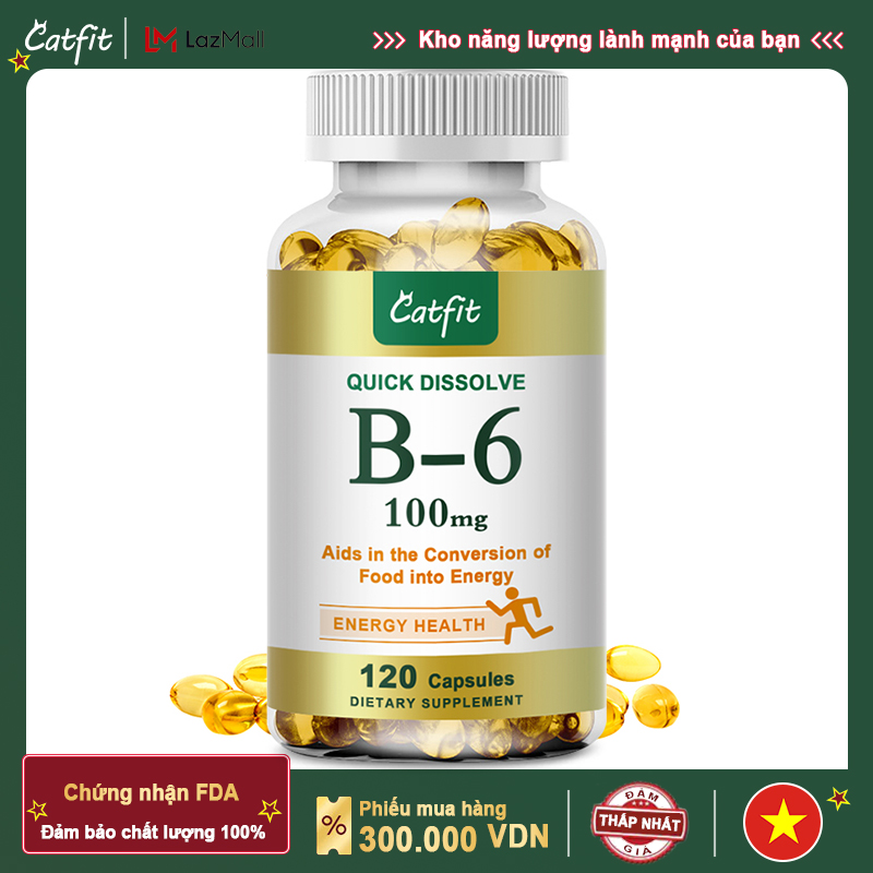 Phức hợp vitamin B6 dành cho người lớn (B1, B2, B3, B5, B6, B7, B9, B12, Axit Folic và Biotin) Giúp hệ thần kinh Duy trì năng lượng khỏe mạnh Giảm căng thẳng Hỗ trợ tâm trạng tốt hơn