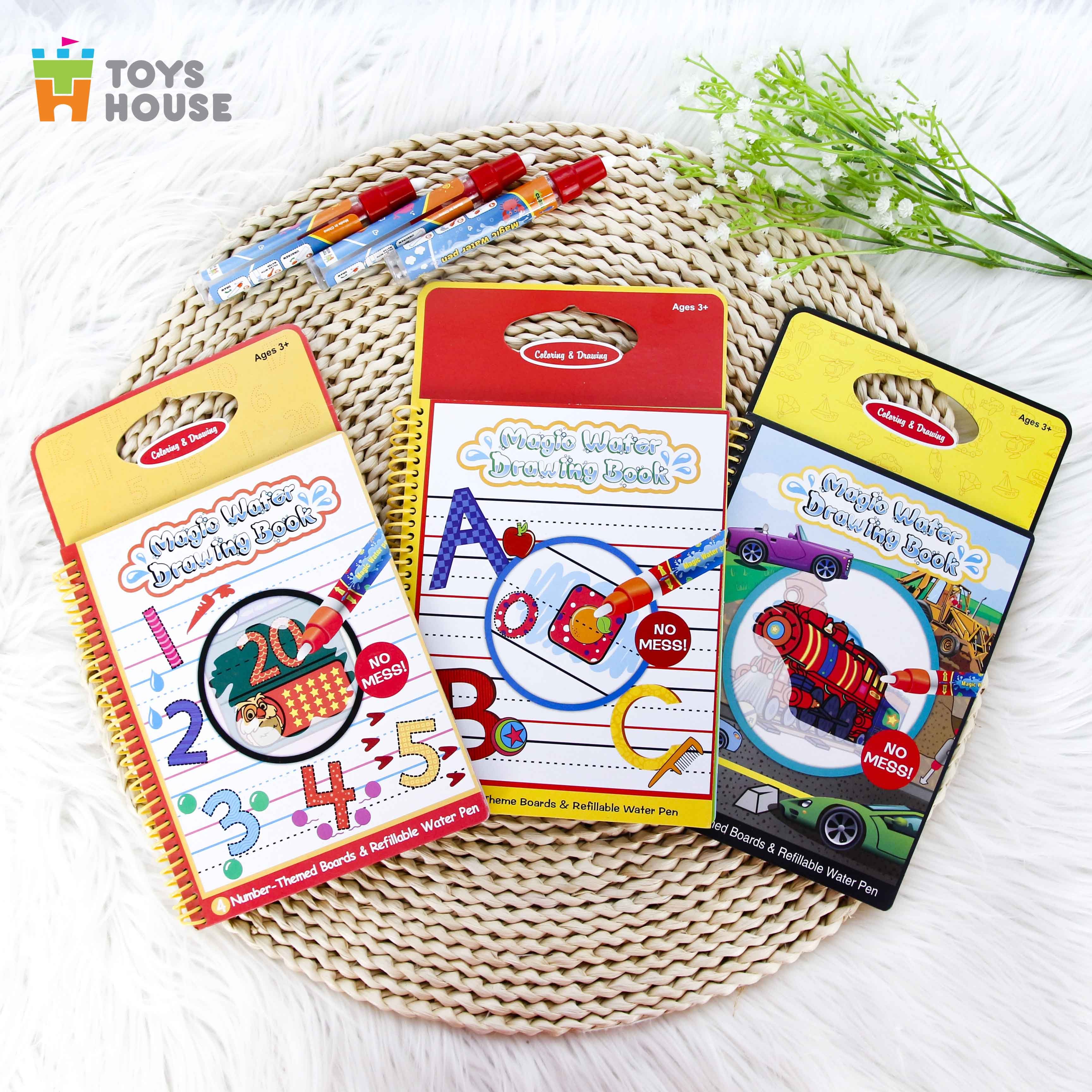 Sách tô màu bút nước thần kỳ Toyshouse size vừa cho trẻ em 3-4-5 tuổi, giúp trẻ em phát triển kỹ năng Montessori