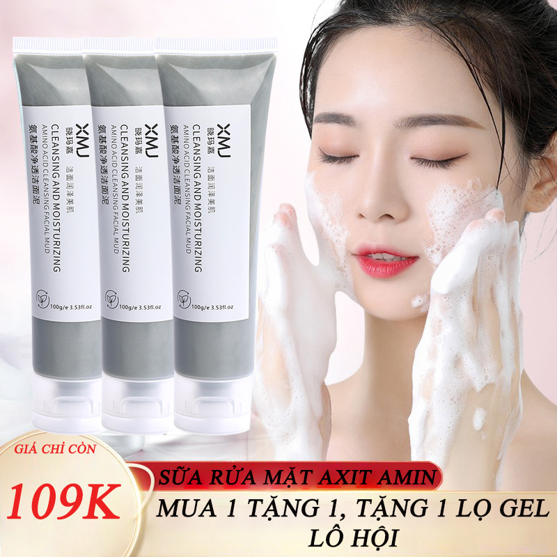 Sữa rửa mặt bùn Sữa rửa mặt axit amin Sữa rửa mặt lành mụn Sữa rửa mặt tạo bọt làm sạch sâu da mặt kiểm soát dầu xóa mụn Oil Control Tẩy tế bào chết 100g
