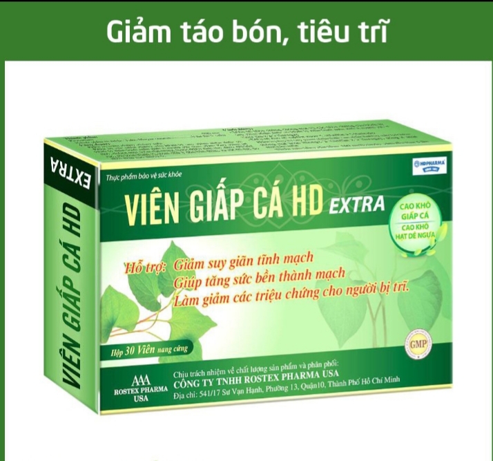 Viên Dấp Cá HD giảm táo bón tiêu trĩ hộp 30v