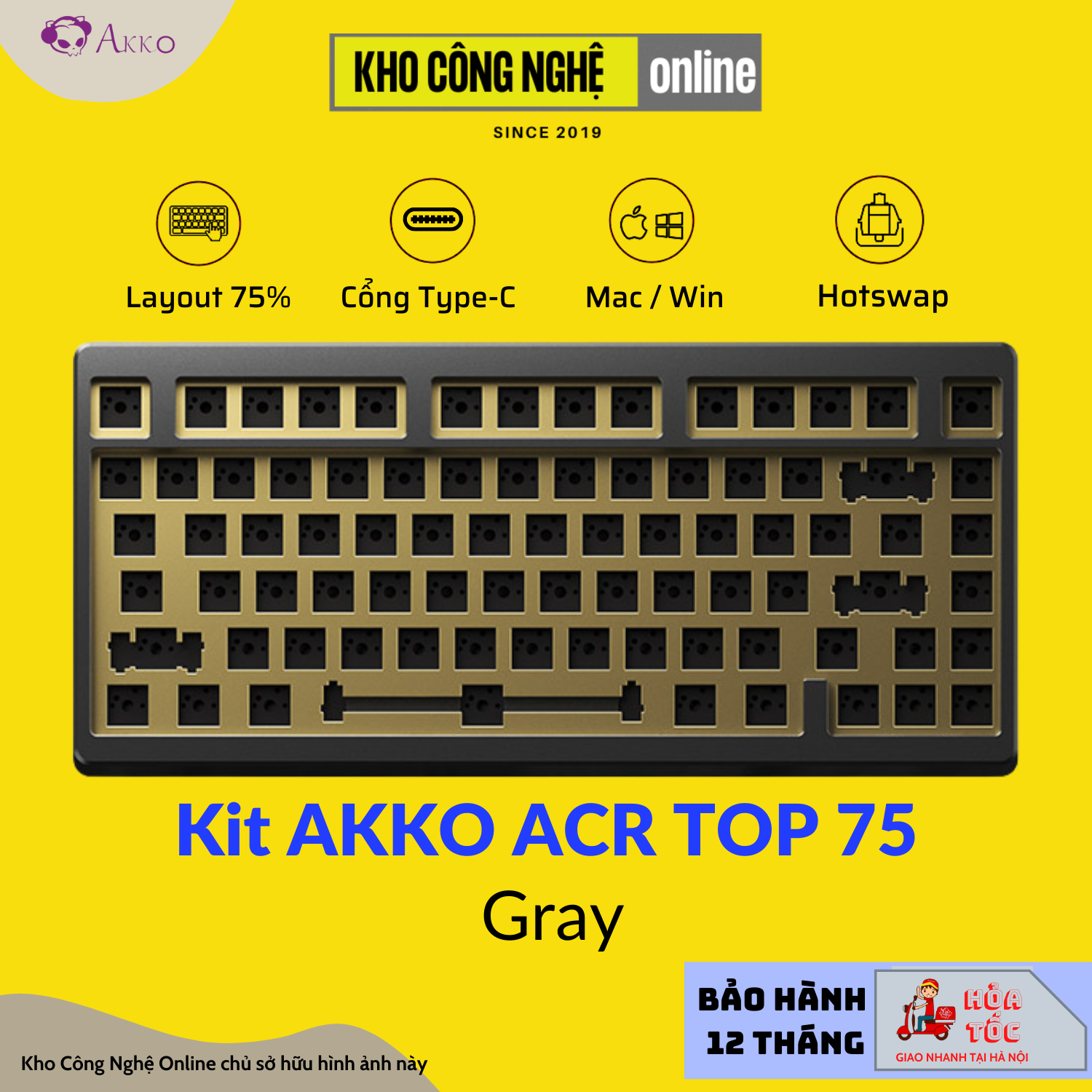 KIT bàn phím AKKO ACR TOP 75 Gray  - Hàng Chính Hãng