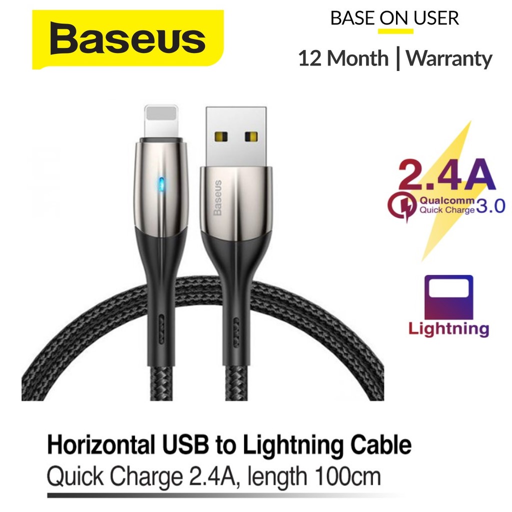 Cáp sạc và truyền dữ liệu tốc độ cao Lightning cho iPhone/ iPad iPad Pro iPhone 11 Pro max Baseus Horizontal dây siêu bền