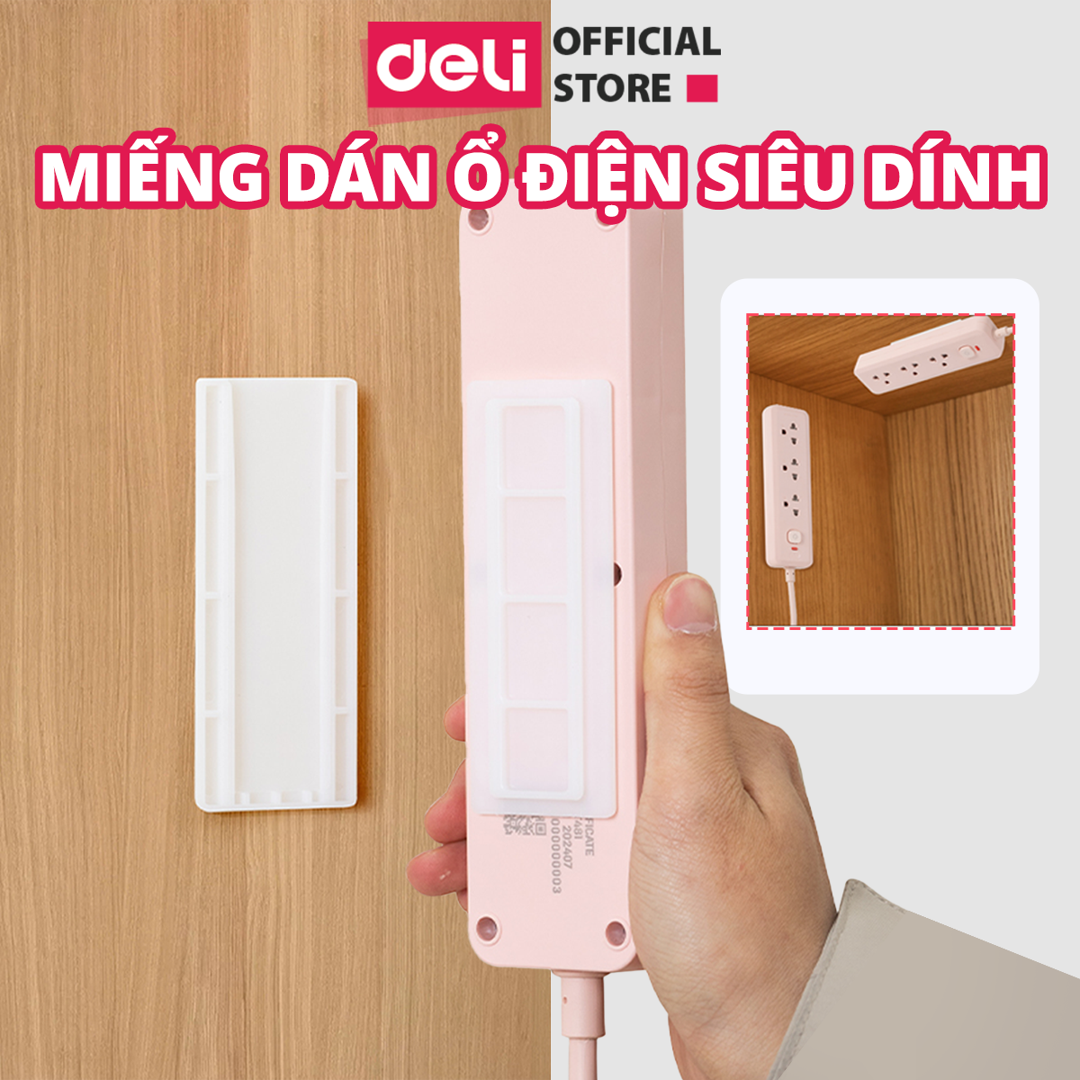 Miếng Dán Tường Deli Cố Định Ổ Cắm Điện/Modem Wifi Miếng Dán Tường Tiện Lợi Giúp Sắp Xếp Gọn Gàng Thiết Bị Vật Dụng