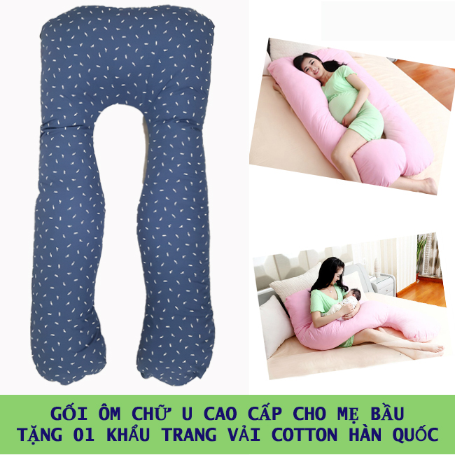 [Tặng 01 Khẩu Trang Cotton HQ] Gối Ôm Chữ U Cao Cấp THIVI Cho Bà Bầu Ngủ Ngon, Đỡ Chuột Rút, Tê Chân - Cotton Hàn Quốc, Gòn Bi 3D - 180515