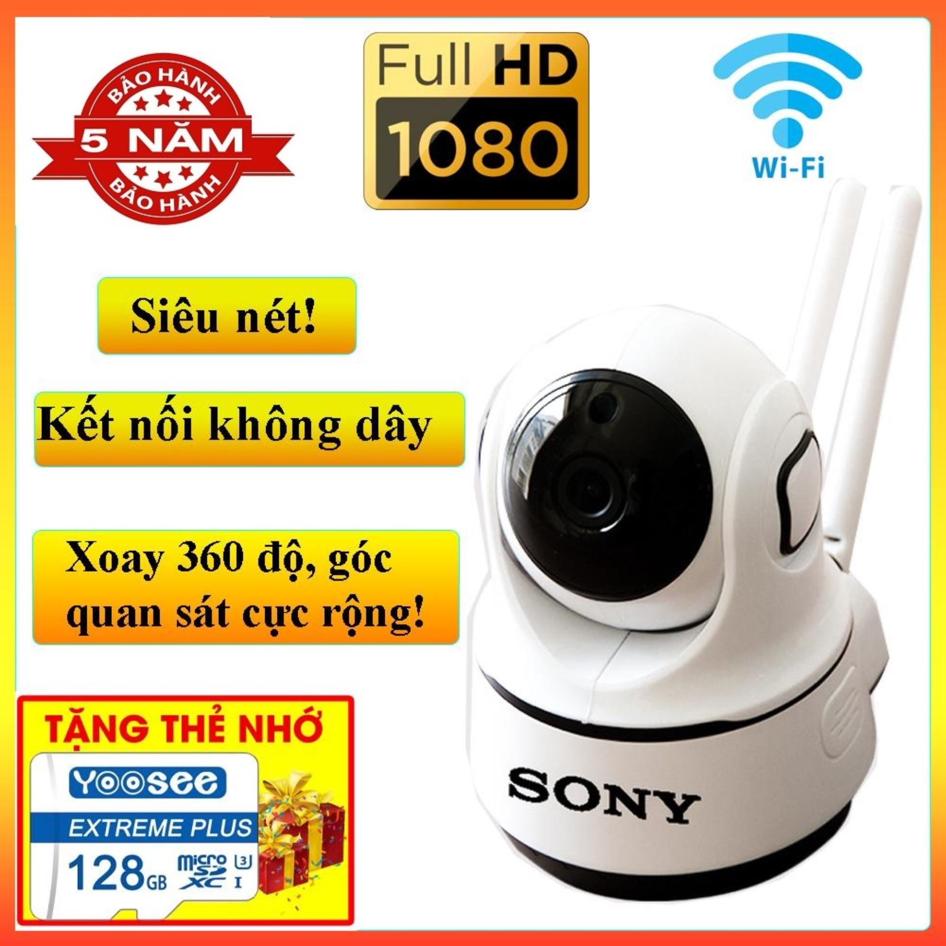 [Tùy chọn Combo Thẻ Nhớ 128GB] Camera wifi FULL HD-2.0MP trong nhà xoay 360 độ hình ảnh sắc nét nhất sony - Giám sát trẻ nhỏ, thú cưng, ông bà nội, xe cộ - Đàm thoại ghi âm 2 chiều - báo  động chống trộm tránh mát tài sản lớn