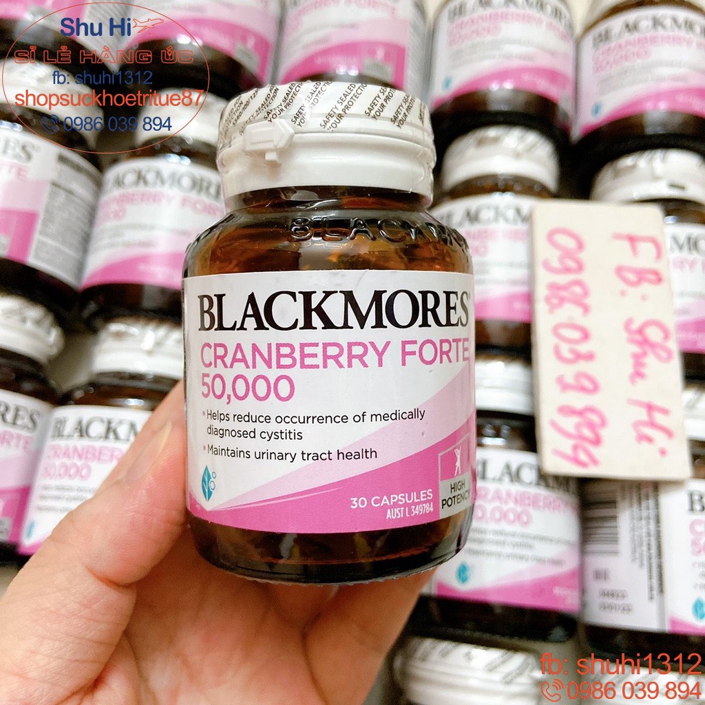 Viên uống hỗ trợ đường tiết niệu, bàng quang hàm lượng cao 50000mg, tiết niệu blackmores cranberry forte 30 viên