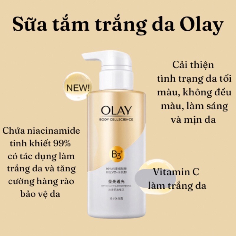 Sữa tắm olay b3 retinolvitamin c 500ml