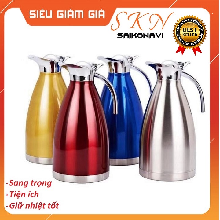 Phích nước giữ nhiệt nóng lạnh 2L Inox 304 - Ấm nước giữ nhiệt 2L