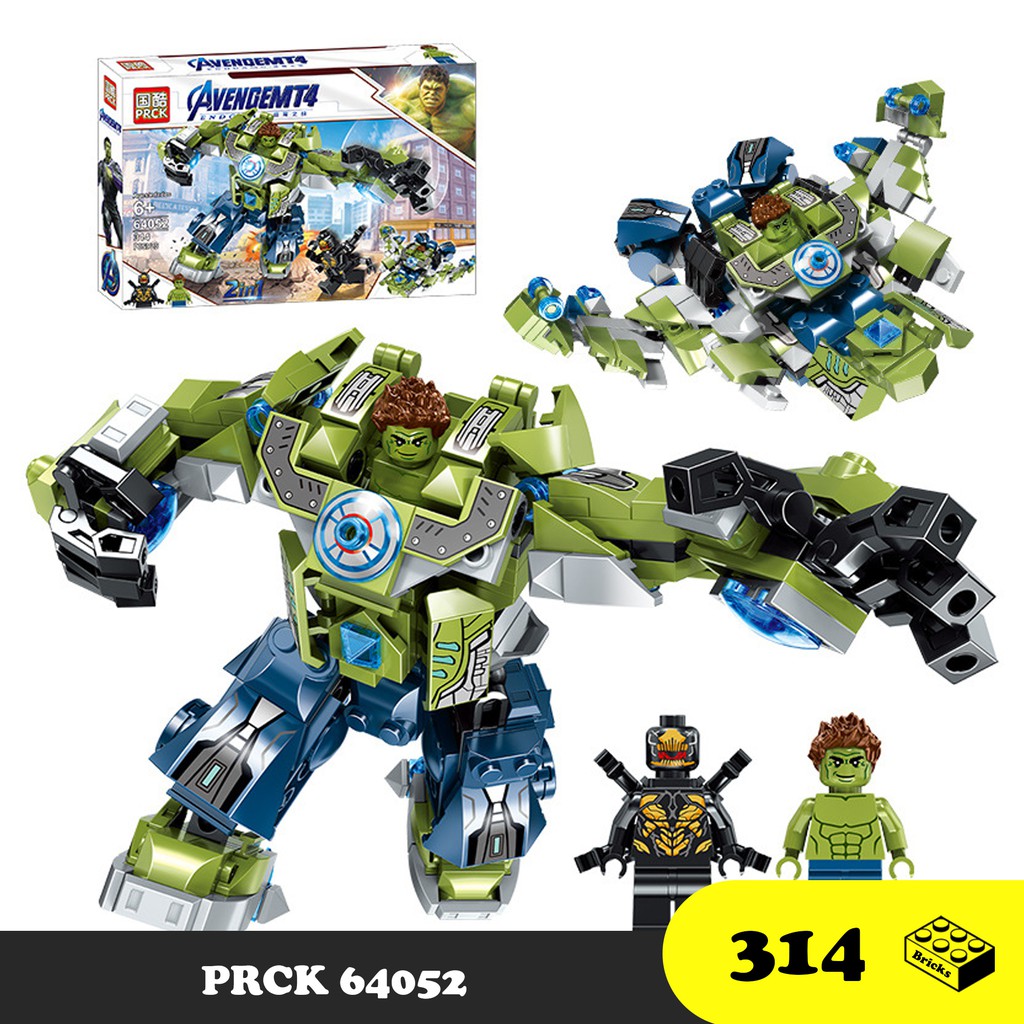 Lắp ráp xếp hình lego Super Hero Mech Hulk 64052 -Mô hình người khổng lồ xanh 314 chi tiết