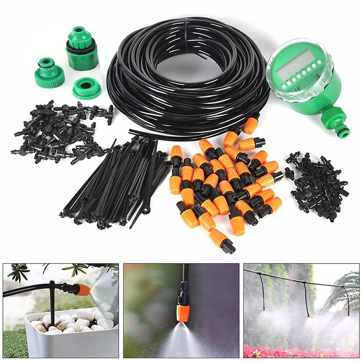 Tưới phun sương tự động - Bộ KIT 20 béc kèm van nước hẹn giờ