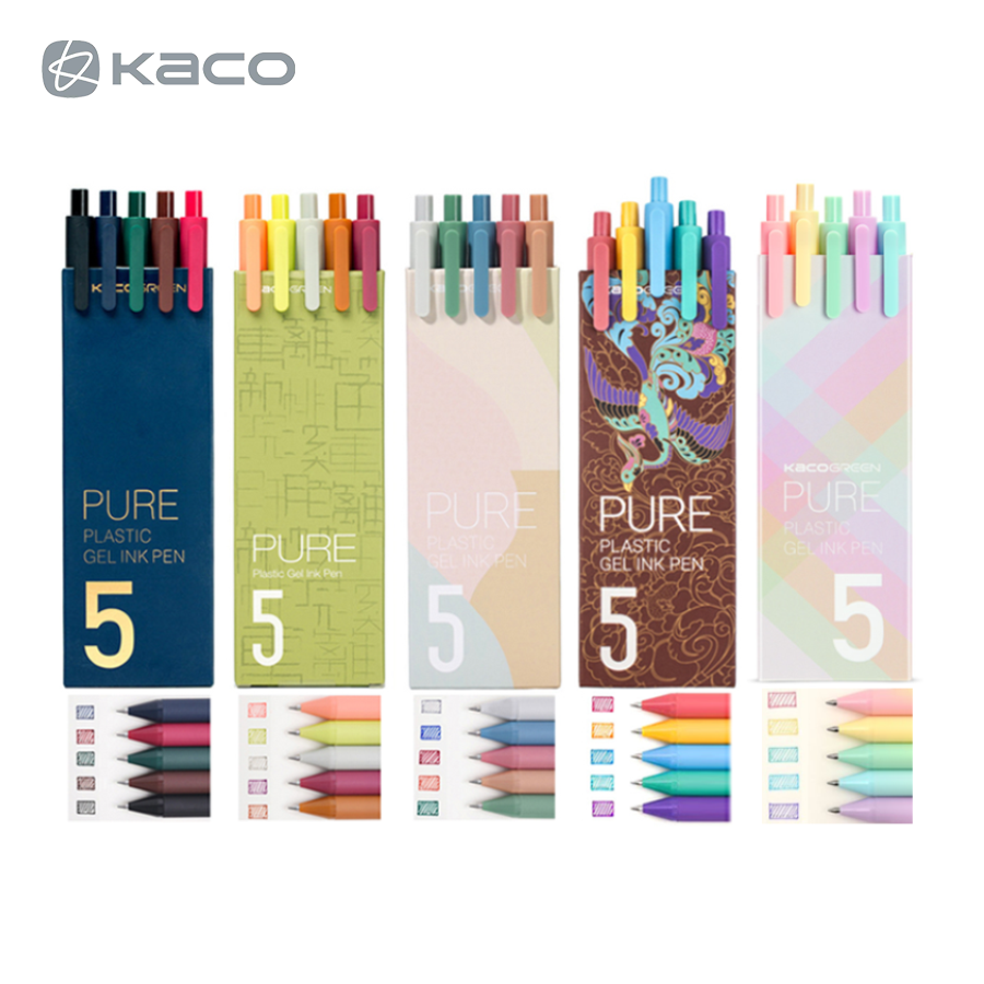 [Giao Hỏa Tốc] Bộ 5 Bút Gel 5 Màu KACO PURE - Ngòi 0.5mm