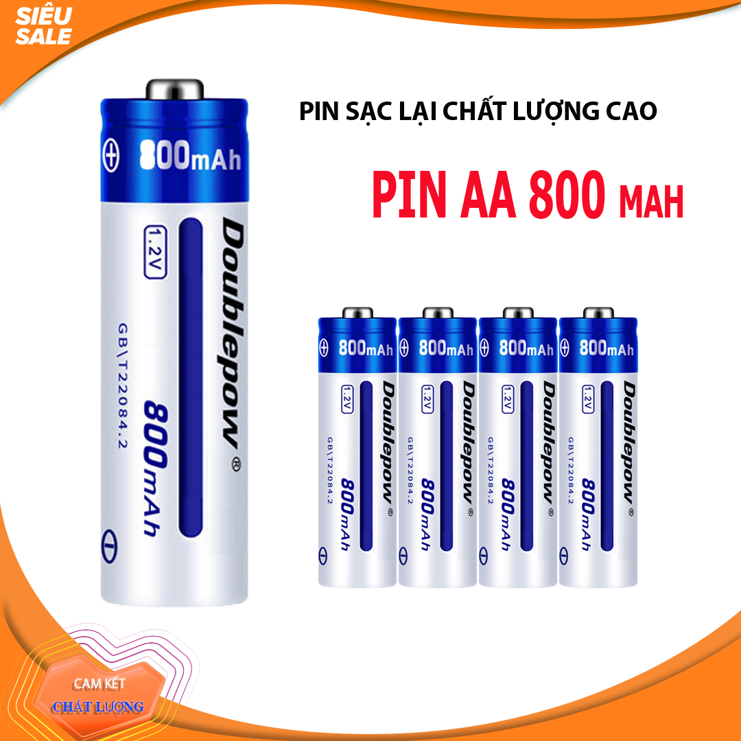 Combo 4 viên pin tiểu, pin AA sạc lại dung lượng 800mAh Doublepow - DP-AA800