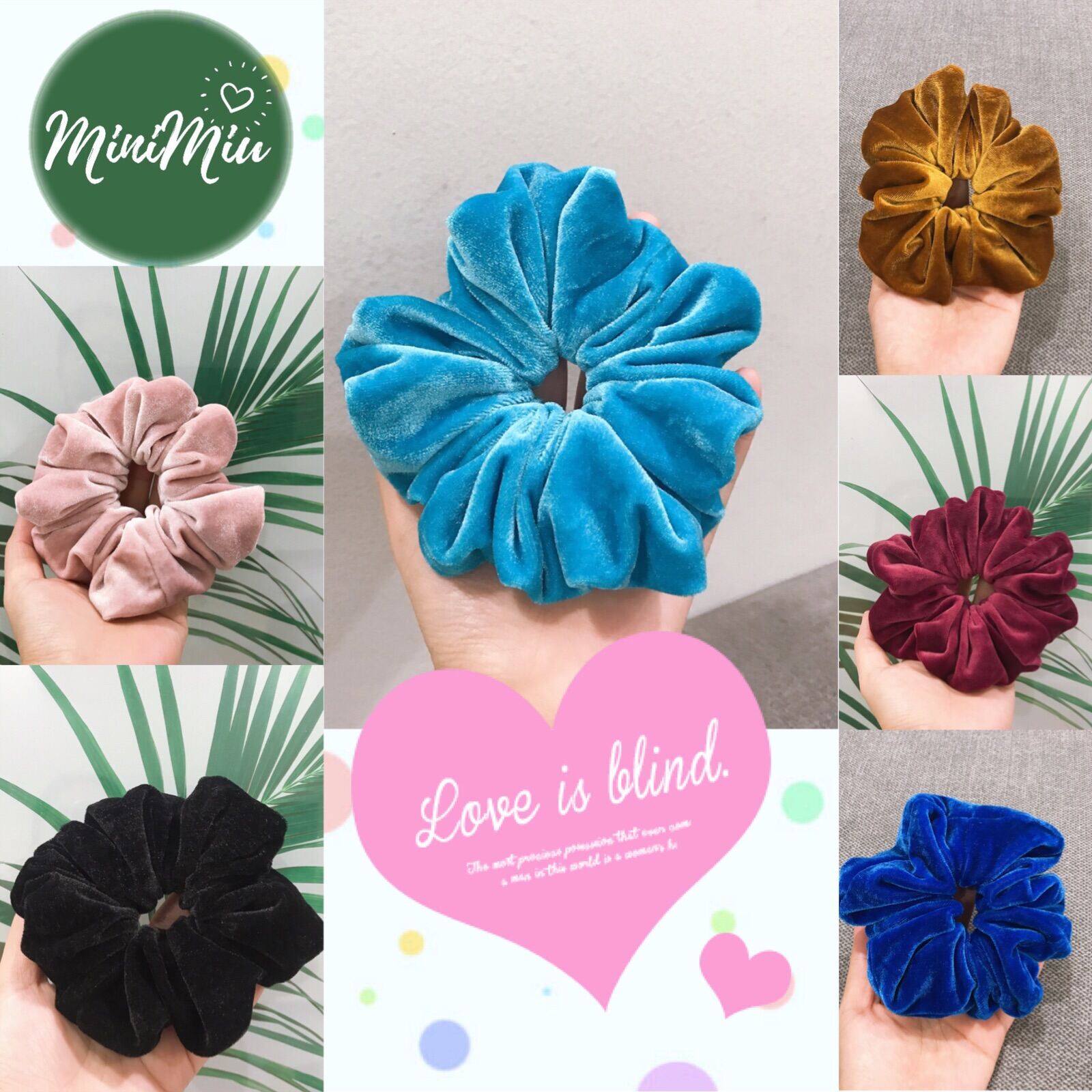 [VELVET] Dây buộc tóc nữ Scrunchies trơn SIZE LARGE vải nhung mềm mịn, đồ cột tóc nhung bản 5CM độ nhún dày, phồng to- Minimiu