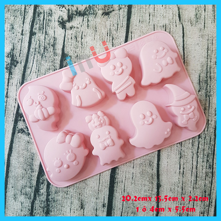 HCM - Khuôn silicon Hồn ma cute Halloween đổ rau câu pudding làm socola