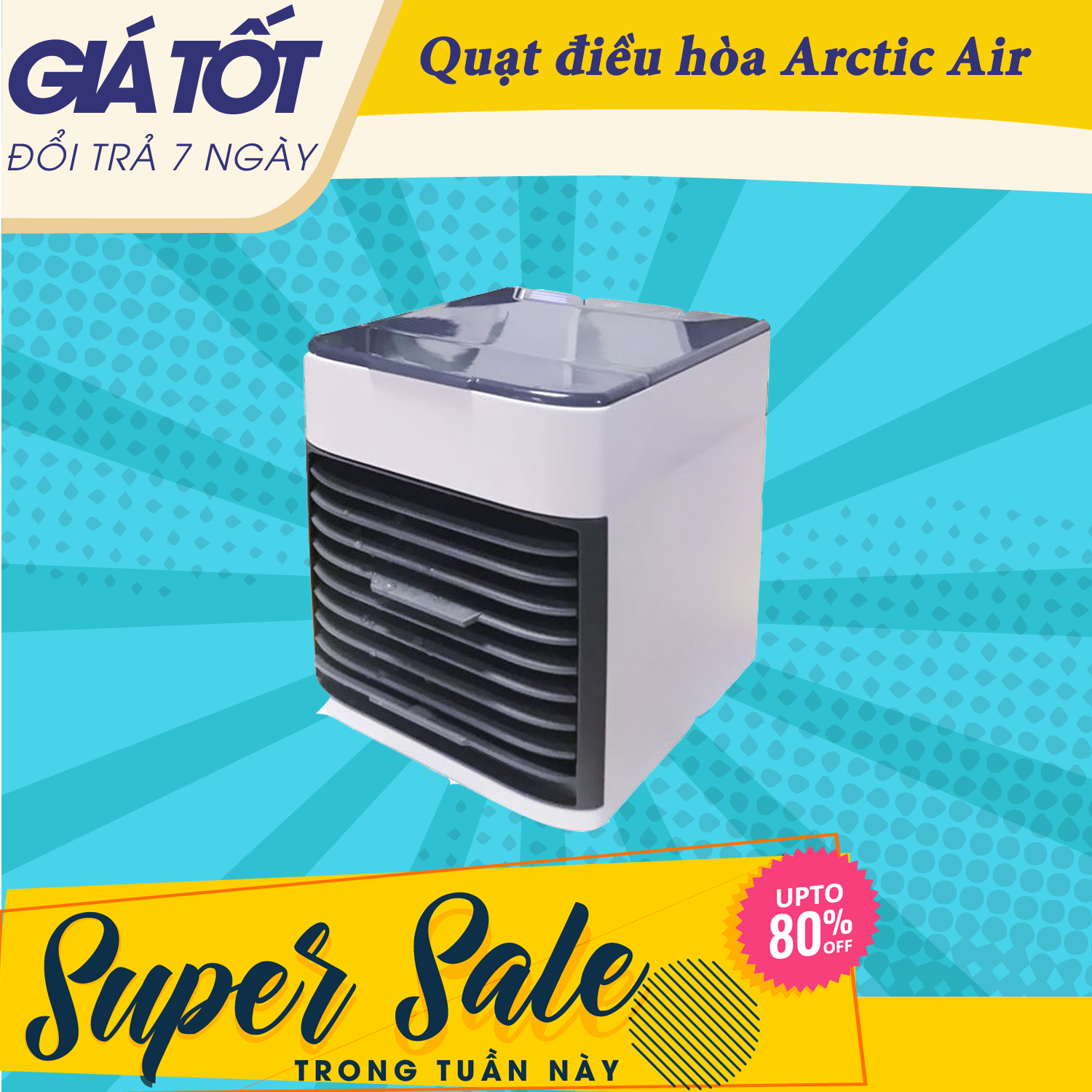 Quạt điều hòa mini, Quạt hơi nước, Quạt phun sương- Điều Hoà Mini Arctic Air LÀM MÁT KHÔNG KHÍ tiết kiệm điện năng ,Làm mát cực nhanh, quạt mini phun sương tự động