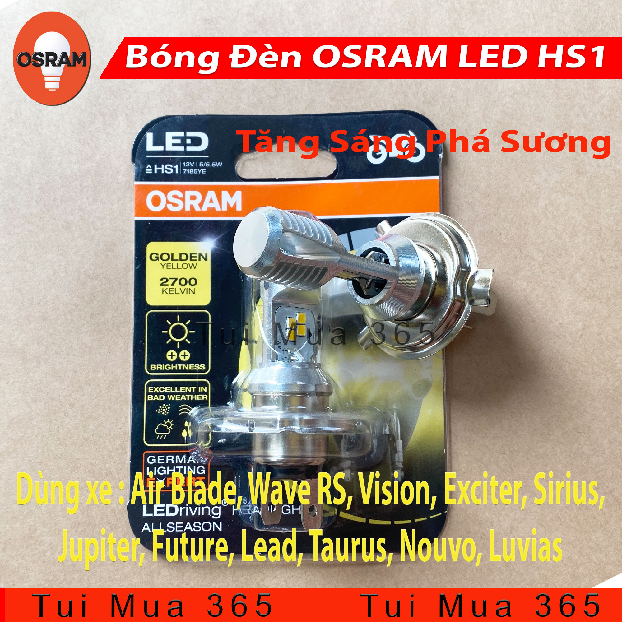 [HCM]Bóng đèn LED tăng sáng phá sương  OSRAM HS1 Air Blade Wave RS Vision Exciter Sirius Jupiter Future Lead Taurus Nouvo Luvias - 100% Hàng chính hãng