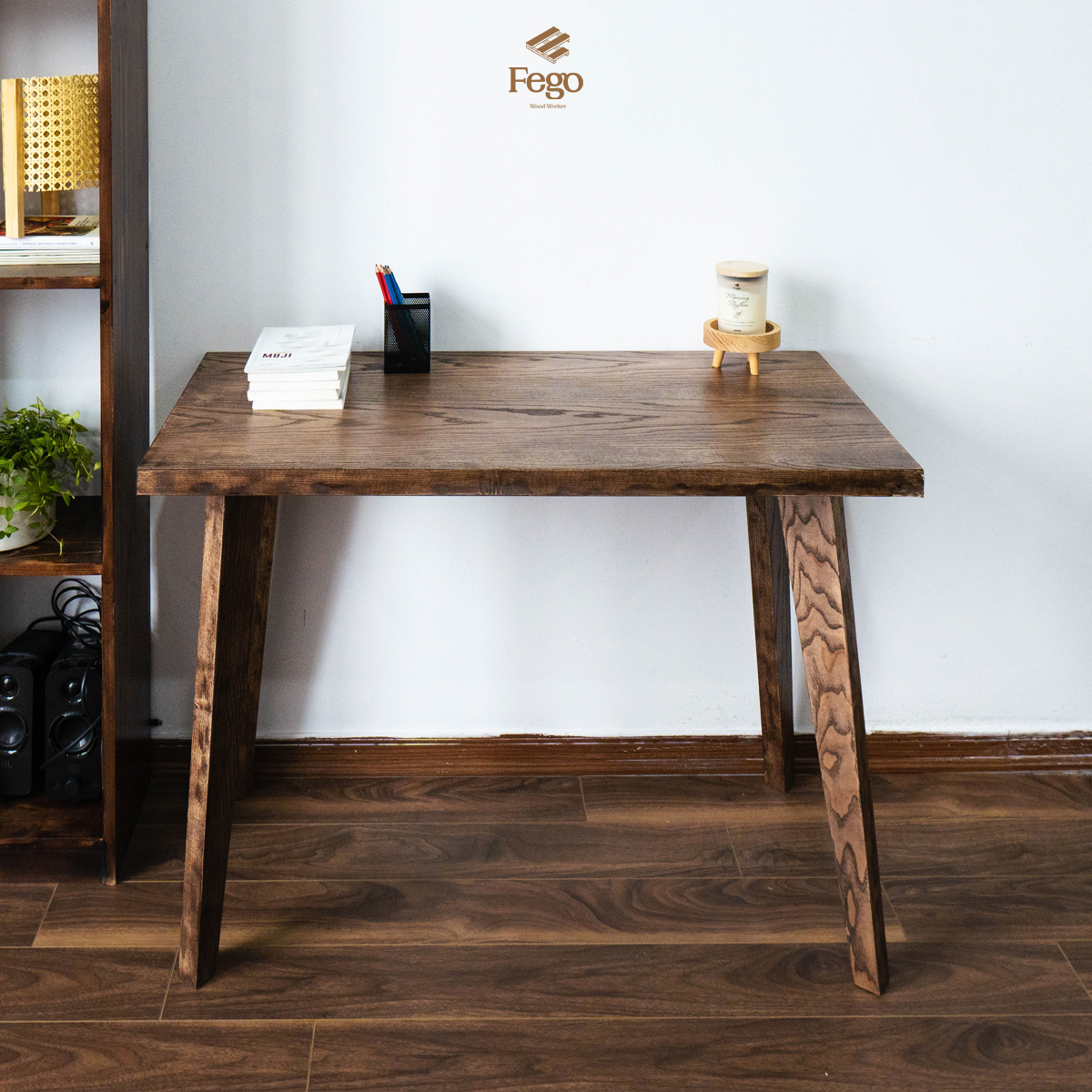 Bàn làm việc gỗ veneer màu nâu sẫm rustic/ Bàn học FEGO size 100x50 và 120x60 nội thất nhà cửa đời sống, phòng khách, phòng làm việc