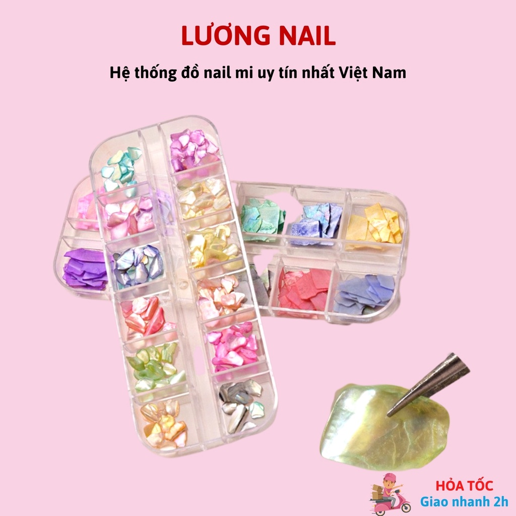Xà cừ nail trắng ánh ngọc trai/xà cừ vân đá mix màu trang trí móng tay siêu mỏng phụ kiện nail