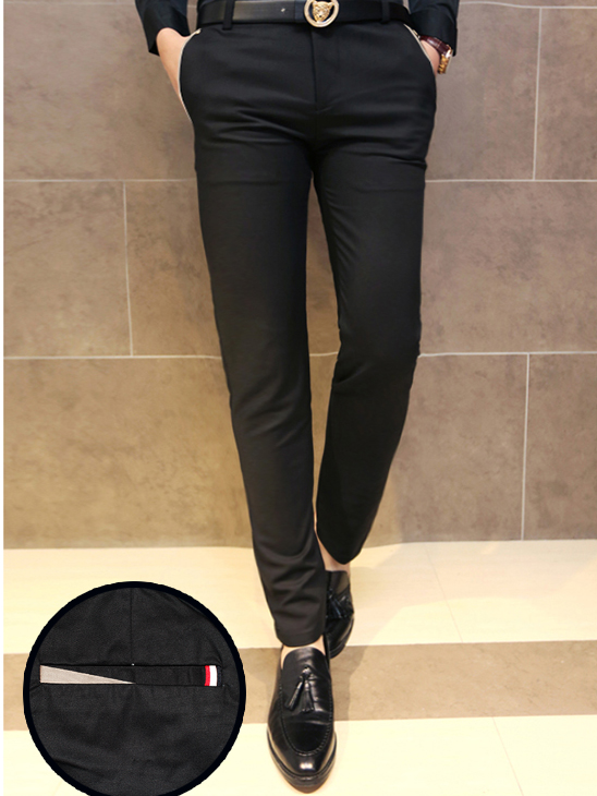 Quần âu nam Hàn Quốc, quần tây nam đen dáng ôm vải không nhăn Cao Cấp