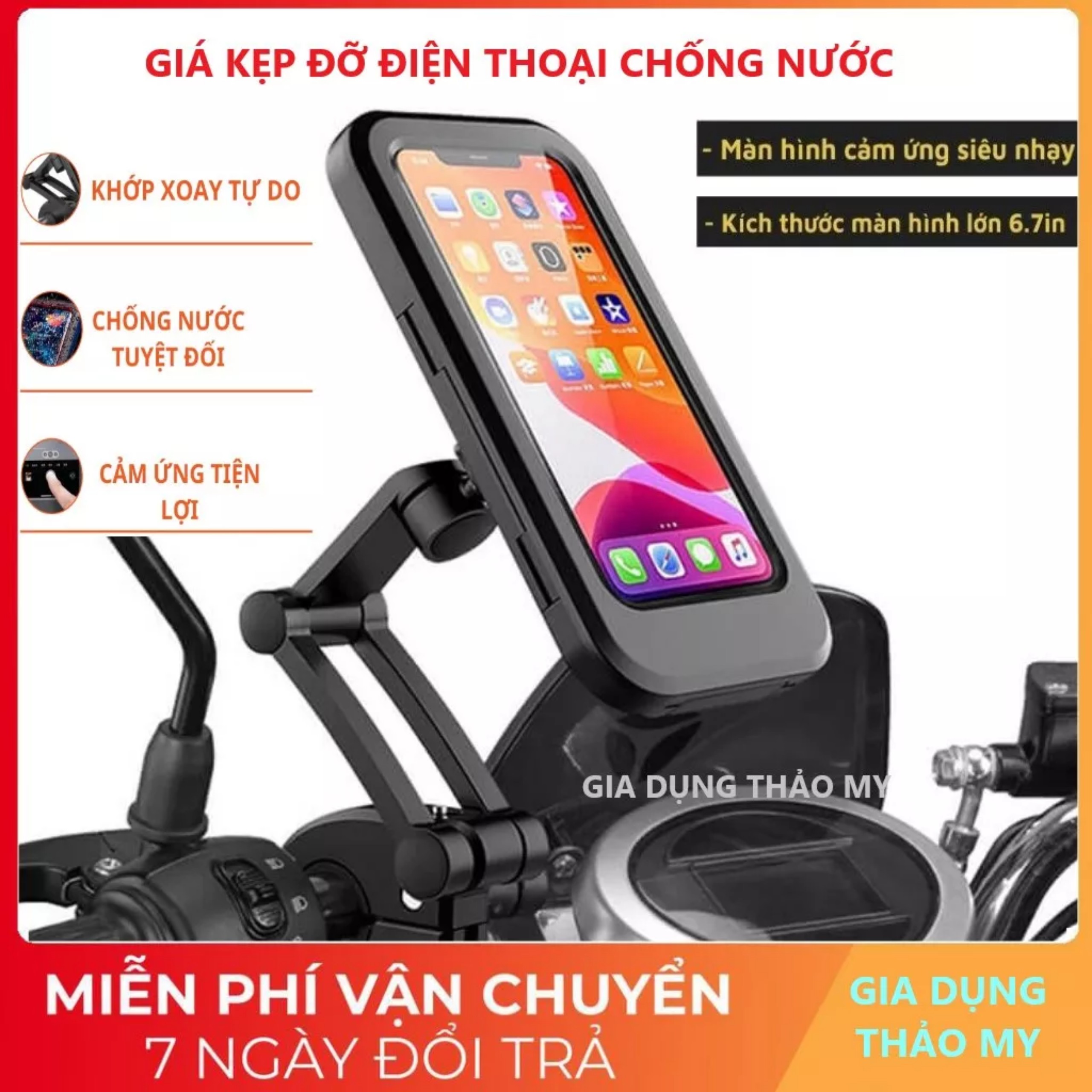 Kẹp điện thoại xe đạp xe máy xoay 360đ