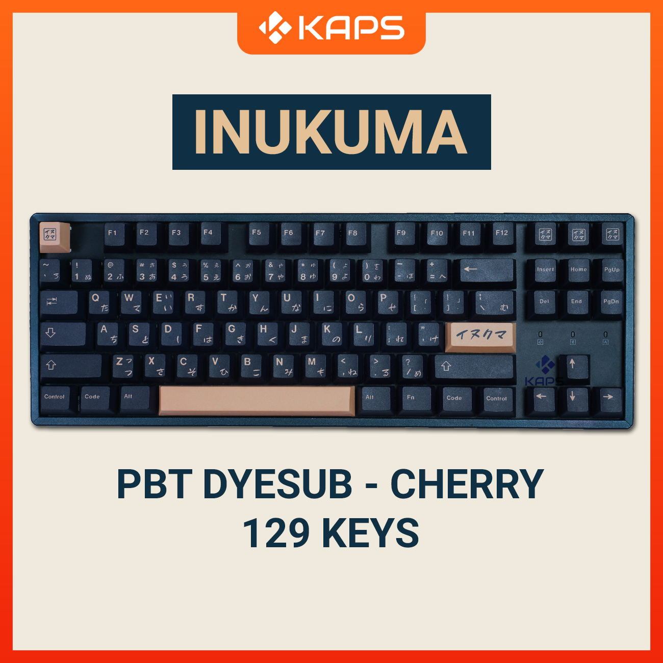 Keycap Inukuma PBT profile CHERRY in dyesub 129 nút cho bàn phím cơ layout 108/104/98/87/84/75/68/64/61