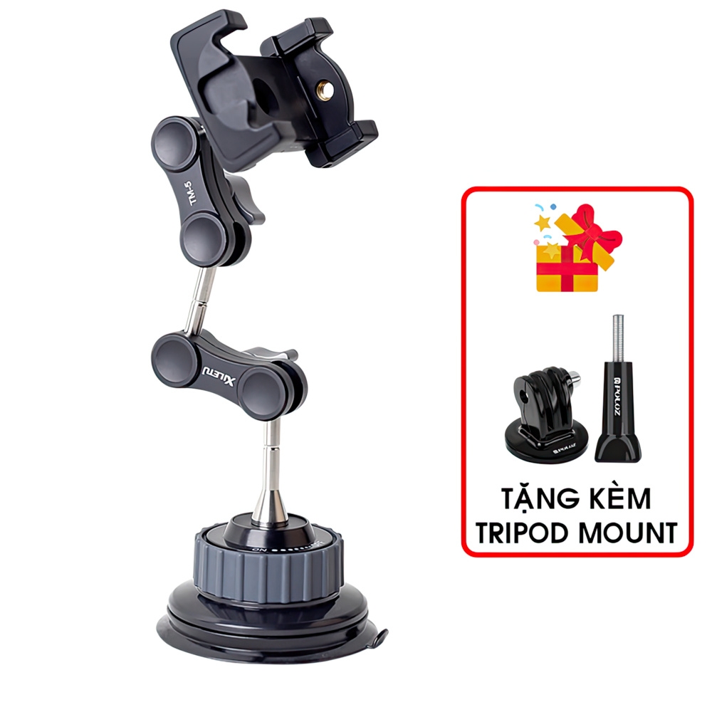 Đế hít kính xe gắn điện thoại và gopro quay video xitetu