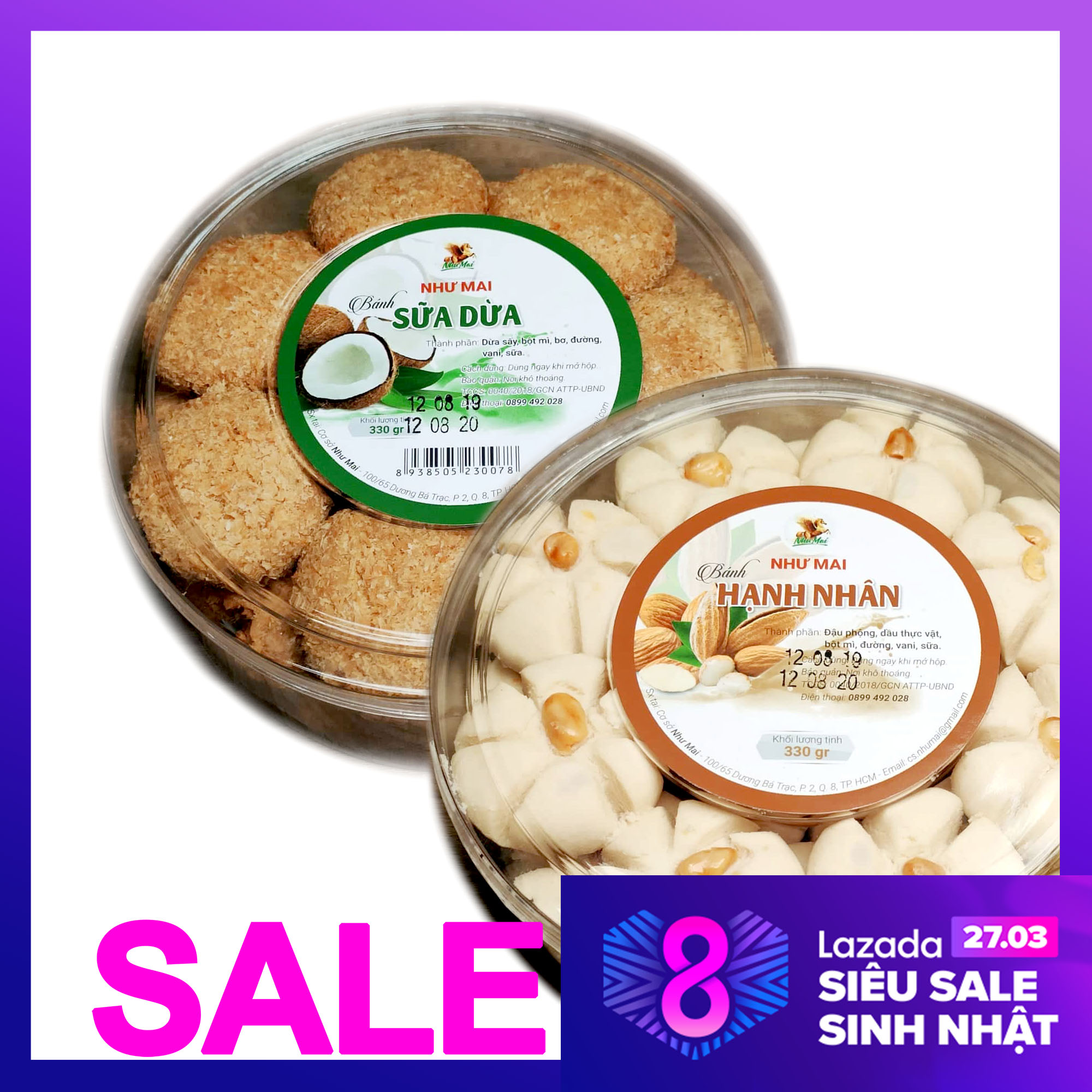 Combo 1 bánh dừa 1 hạnh nhân sữa