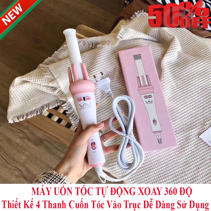 Máy làm tóc xoăn sóng nước - máy uốn tóc tự động xoay 360 độmáy uốn tóc hàn quốc vivi mini tự động 360 độ máy uốn tóc - máy xoăn giả - máy xoăn sóng cao cấp