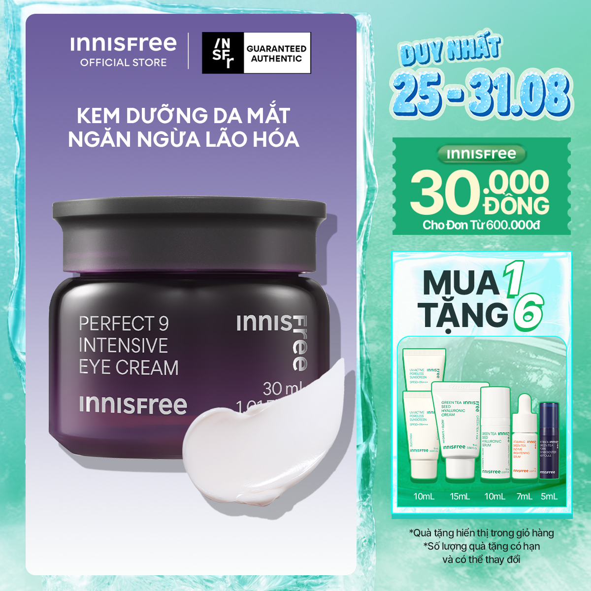 Kem dưỡng vùng da mắt ngăn ngừa lão hóa chuyên sâu INNISFREE Perfect 9 Intensive Eye Cream 30 mL