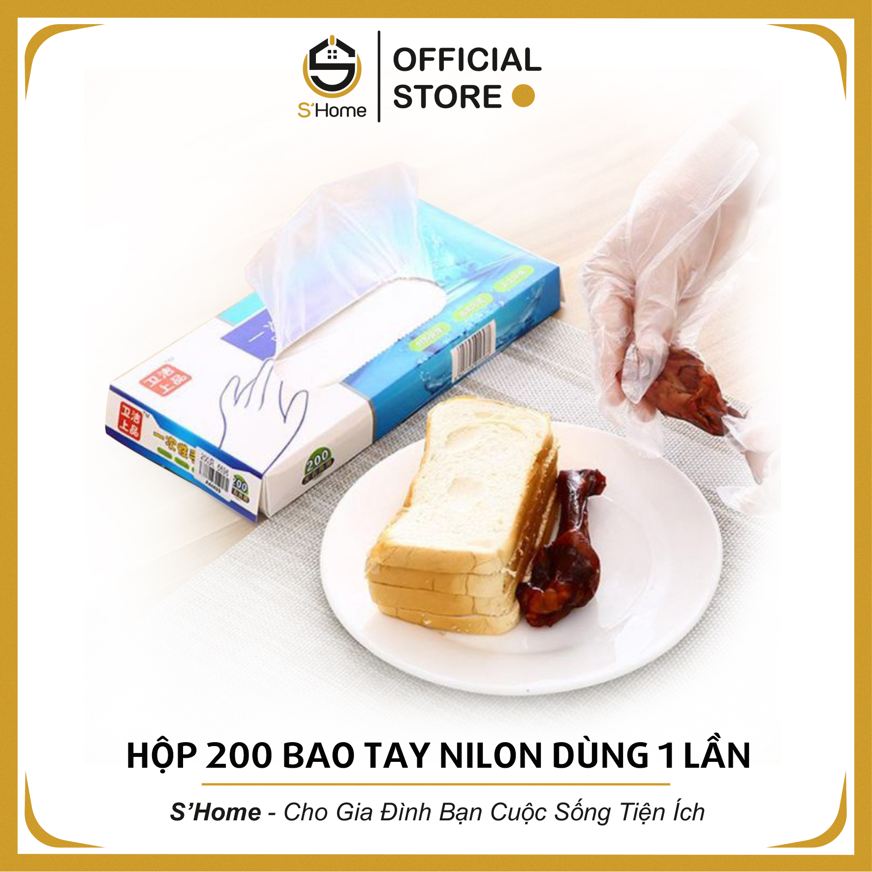 Bao tay nilon, găng tay nilon chế biến thực phẩm, dùng 1 lần an toàn vệ sinh thực phẩm, tiện dụng, tiết kiệm - s'home -sh61