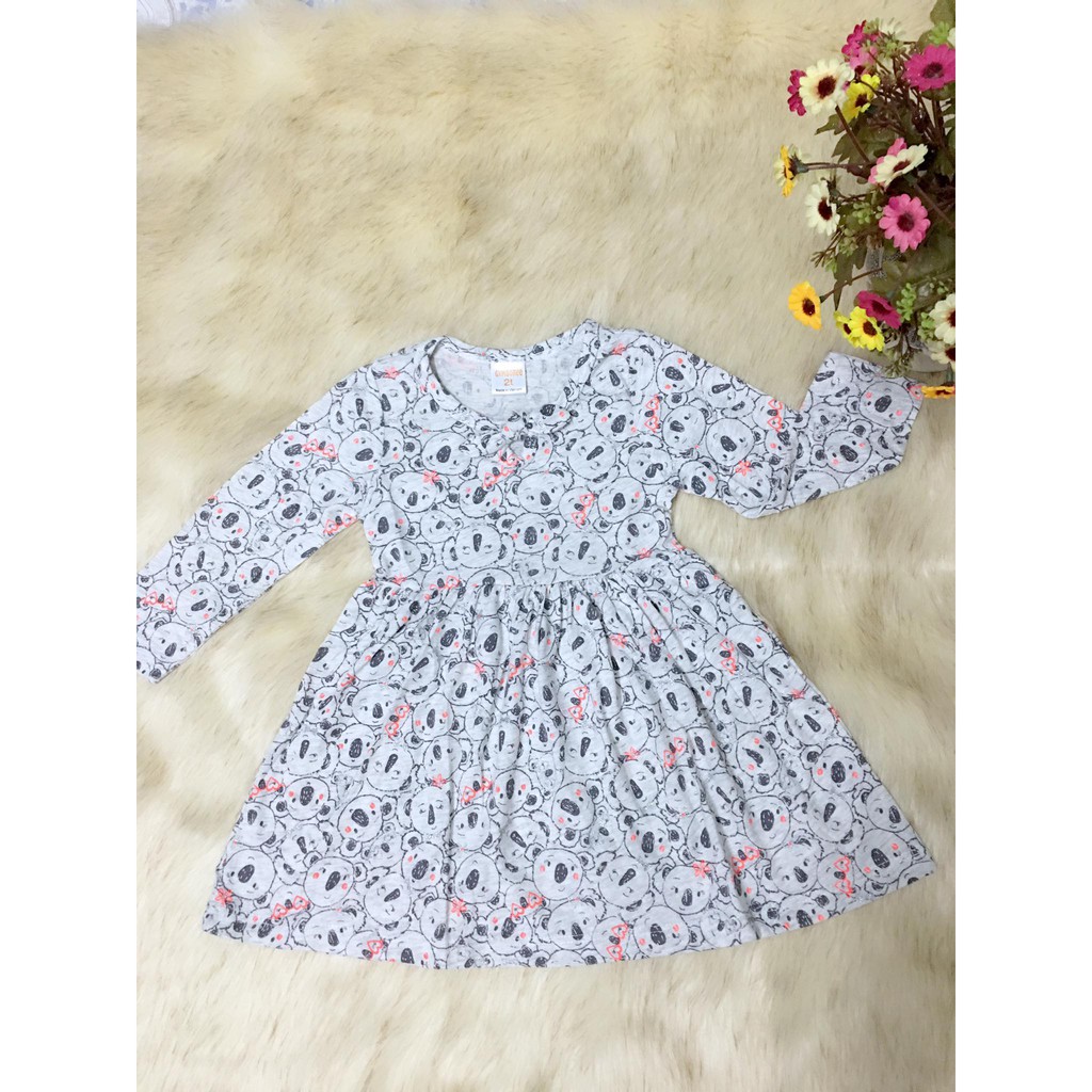 Váy Gymboree cotton dài tay-Xám xanh thú-6