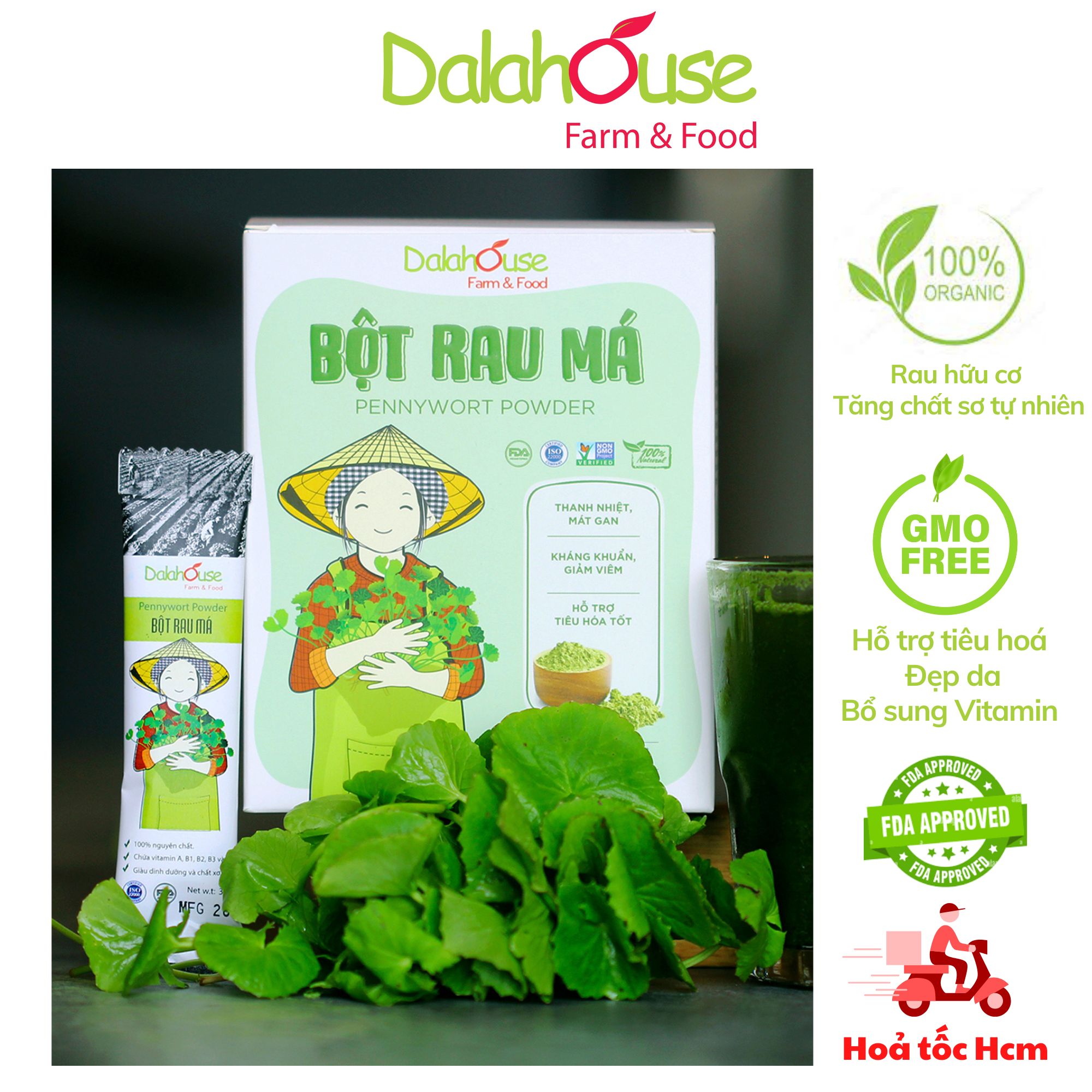 Bột Rau Má Sấy Lạnh Hữu Cơ Nguyên Chất Dalathouse