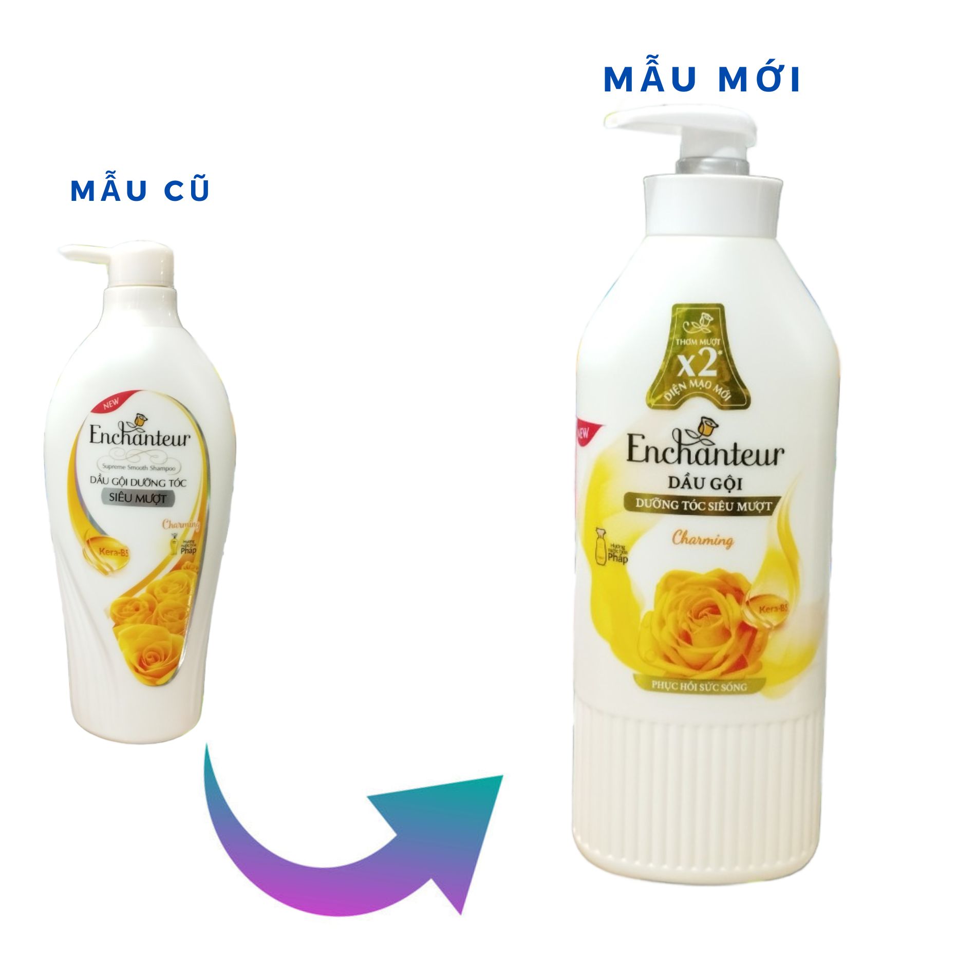 Dầu Gội Enchanteur Dưỡng Tóc Siêu Mượt Charming 650g vàng