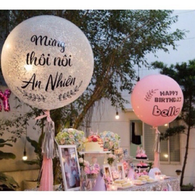 Bóng jumbo bóng trong suốt khổng lồ size 90cm + chữ tên theo yêu cầu