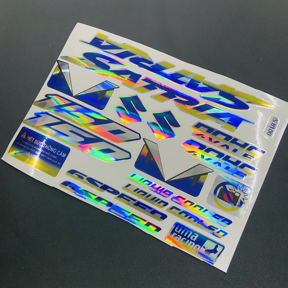 [HCM]TEM LOGO MẠ CROM TRANG TRÍ XE SATRIA 150 (DẠ QUANG)