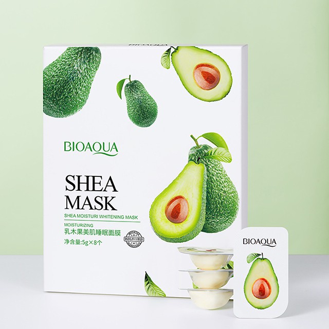 [GIẢM 5% ĐƠN 129K][HCM]Mặt Nạ Ngủ Bioaqua Chiết Xuất Qủa Bơ Dưỡng Ẩm Se Khít Lỗ Chân Lông (Hộp 8 Cái)