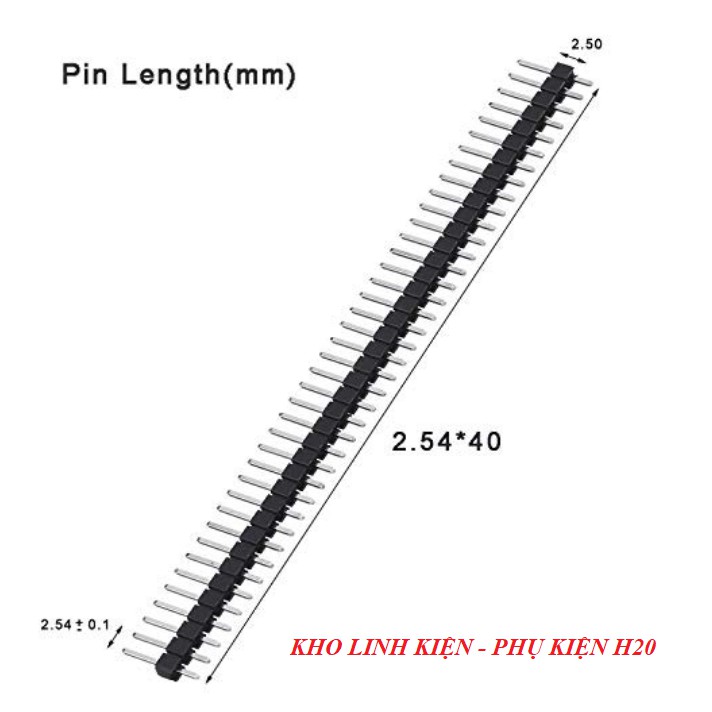 Hàng rào đực đơn chân thẳng - 40 chân - jump 2.54