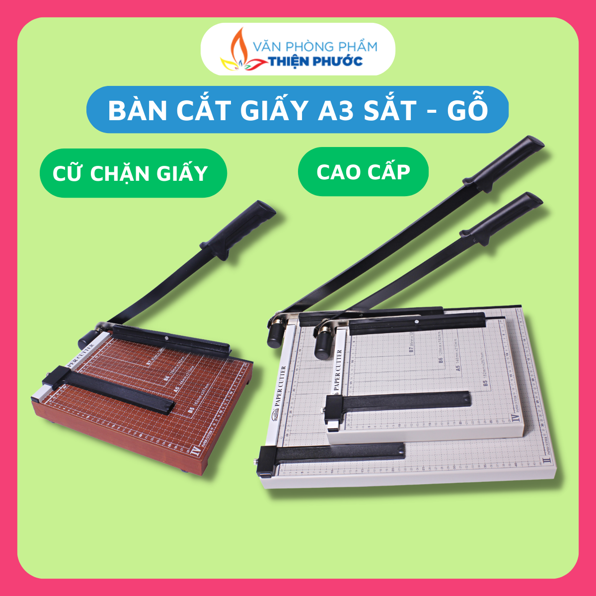 Bàn cắt giấy A3 sắt gỗ Suremark chính hãng - có cữ chặn giấy tiện lợi cm THIỆN PHƯỚC