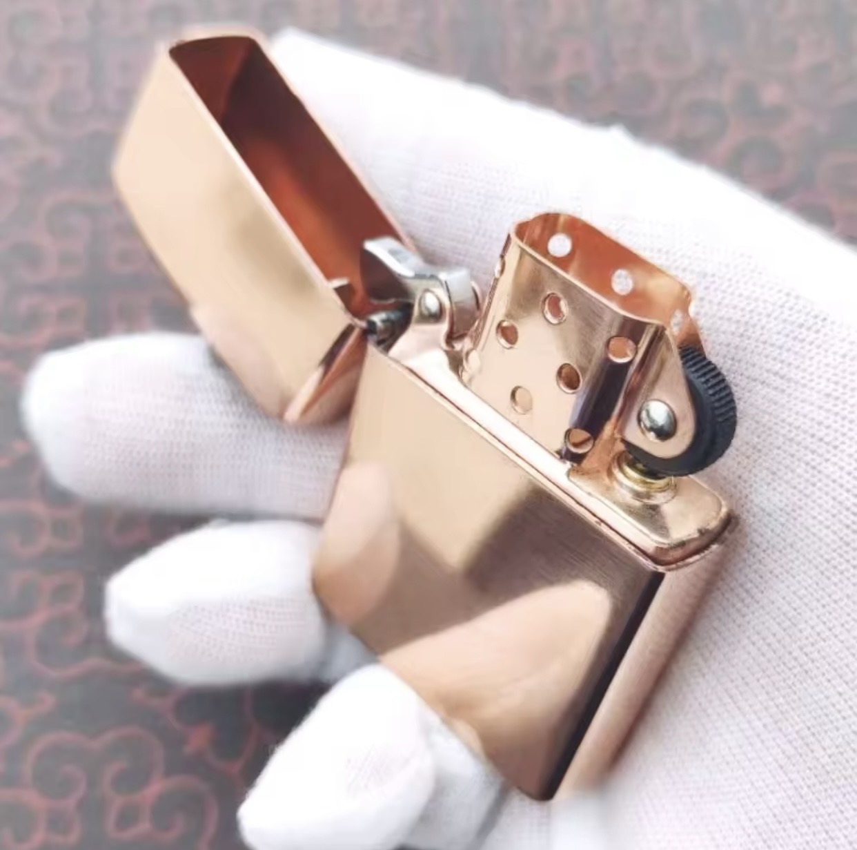 Bật lửa zippo armor đồng đỏ trơn nguyên khối vỏ dày trùng đời 05