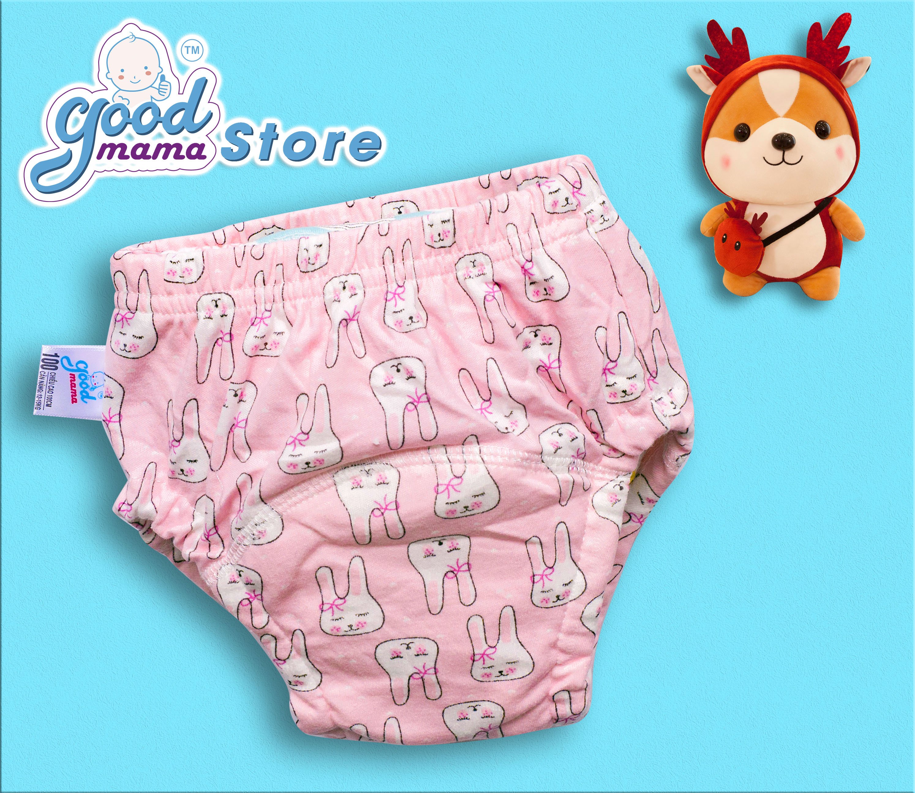 01 Quần bỏ bỉm Goodmama - bé gái, vải 100% cotton mịn mát giúp bé thông thoáng, không bị hăm tã như tã giấy