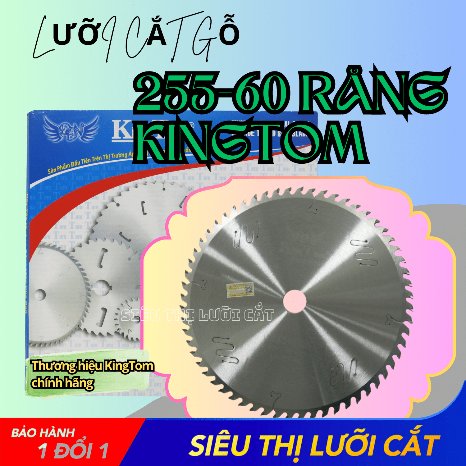 Lưỡi cưa - lưỡi cắt gỗ cao cấp khe lazer 255 x 60 răng kingtom - chuyên gỗ có đinh