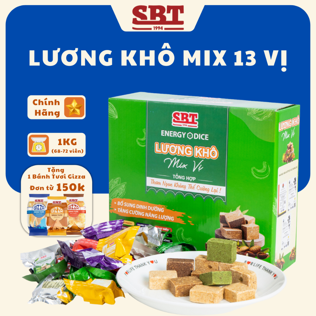 Tốt cho sức khỏe ] Combo 1kg Lương Khô SBT Mix 13 Vị Thơm Ngon Bổ Sung Năng Lượng, Dinh Dưỡng Nhanh chóng