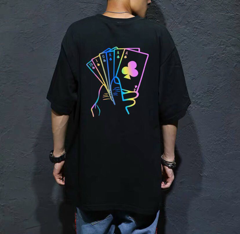 ÁO THUN PHẢN QUANG 7 MÀU IN HÌNH LÁ BÀI , HÀNG SHOP BAO ĐẸP CHẨN SHOP, CHẤT COTON 4 CHIỀU BAO DÀY MỊN, FORM DƯỚI 75 KÍ, TP