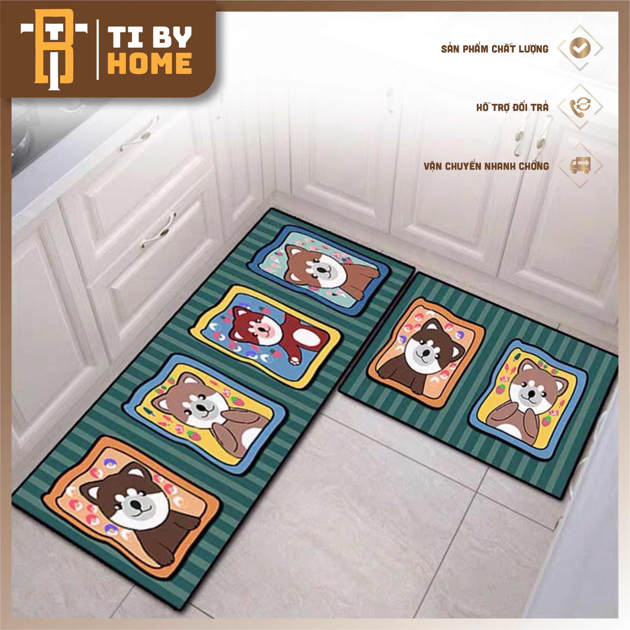 Combo 2 thảm nhà bếp tiby home chống trượt, thảm lau chân nhà bếp chống trượt giá rẻ